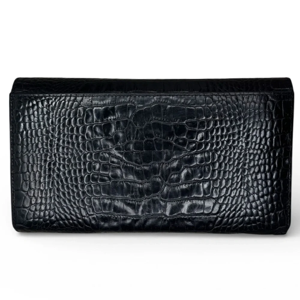 SOLD ❌ Yves Saint Laurent crocodile-embossed black leather wallet - Picture 2 of 7